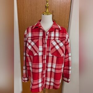 Ultra Flirt Red and White Plaid Men's Shirt, Unisex! So Soft! Medium